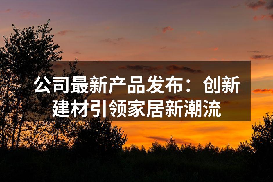 公司最新产品发布：创新建材引领家居新潮流